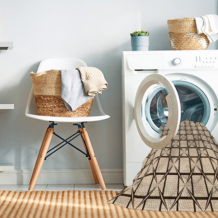 Machine Washable Transitional Sienna Brown Rug in a Washing Machine, wshpat2033org