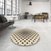 Round Patterned Wheat Beige Rug in a Office, pat2035brn