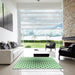 Square Patterned Mint Green Rug in a Living Room, pat2035grn