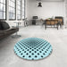 Round Patterned Aquamarine Stone Green Rug in a Office, pat2035lblu