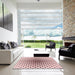 Square Patterned Light Rose Pink Rug in a Living Room, pat2035rd