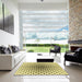 Square Patterned Mustard Yellow Rug in a Living Room, pat2035yw