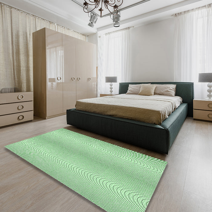 Round Machine Washable Transitional Mint Green Rug in a Office, wshpat2036grn