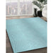 Machine Washable Transitional Electric Blue Rug in a Family Room, wshpat2036lblu