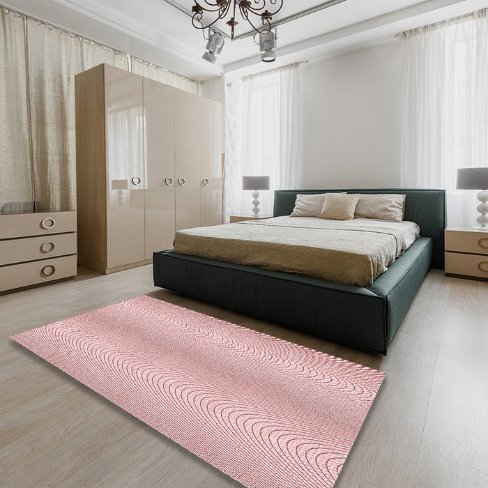 Patterned Light Rose Pink Rug in a Bedroom, pat2036rd