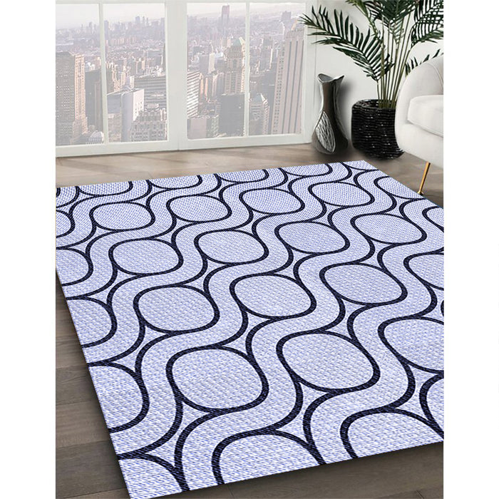 Patterned Lavender Blue Rug in Family Room, pat2037blu