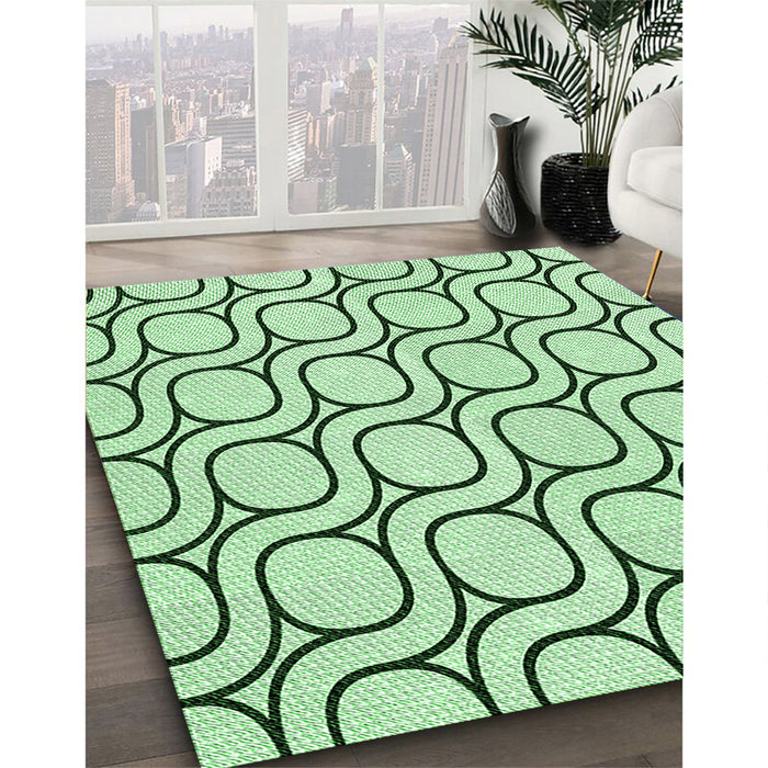 Patterned Mint Green Rug in Family Room, pat2037grn