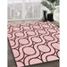 Patterned Light Rose Pink Rug in Family Room, pat2037rd