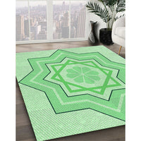 Patterned Green Rug, pat2038grn