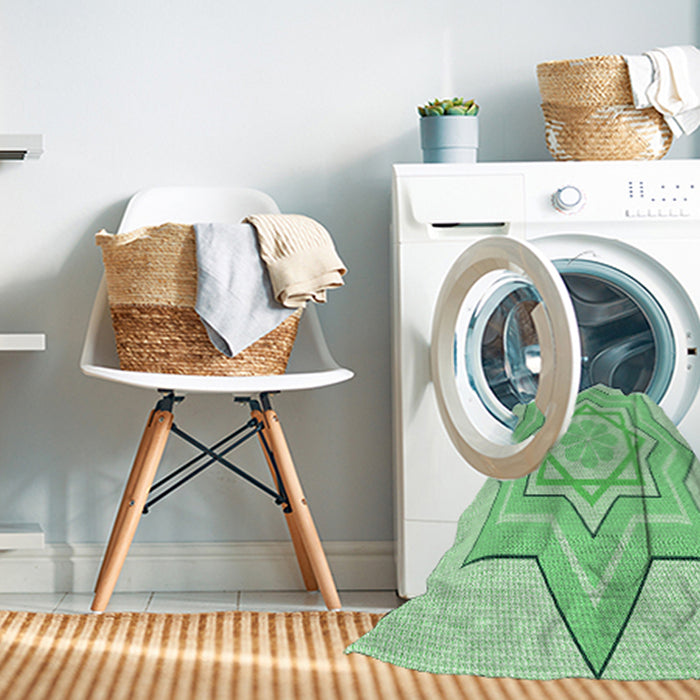 Machine Washable Transitional Green Rug in a Washing Machine, wshpat2038grn