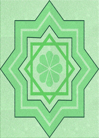 Machine Washable Transitional Green Rug, wshpat2038grn