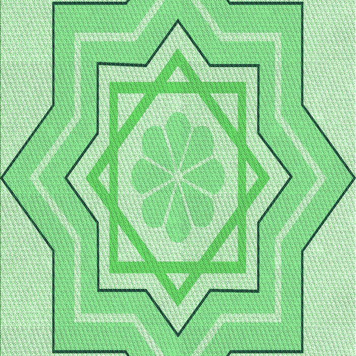 Machine Washable Transitional Green Rug, wshpat2038grn