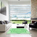 Square Patterned Green Rug in a Living Room, pat2038grn