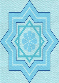 Machine Washable Transitional Blue Rug, wshpat2038lblu