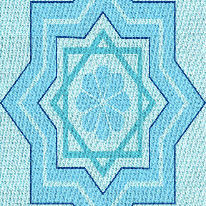 Machine Washable Transitional Blue Rug, wshpat2038lblu