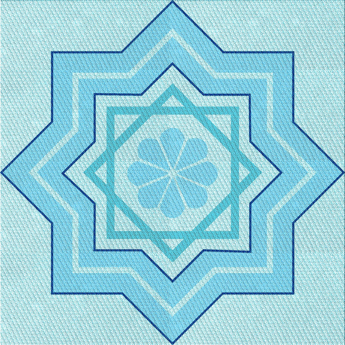 Round Patterned Blue Rug, pat2038lblu