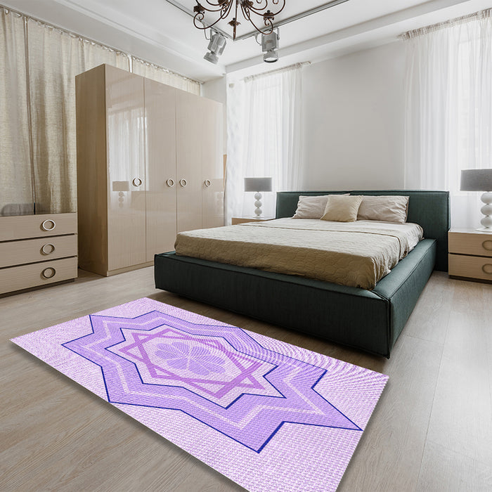 Round Machine Washable Transitional Purple Rug in a Office, wshpat2038pur