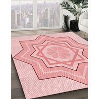 Patterned Light Red Pink Rug, pat2038rd