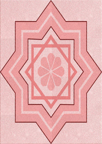 Machine Washable Transitional Light Red Pink Rug, wshpat2038rd