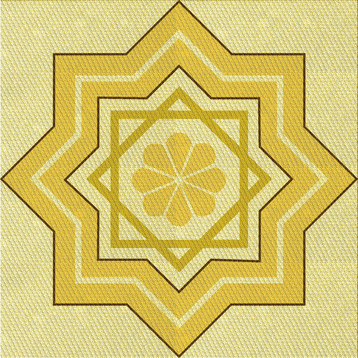 Round Machine Washable Transitional Yellow Rug, wshpat2038yw