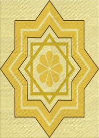 Machine Washable Transitional Yellow Rug, wshpat2038yw