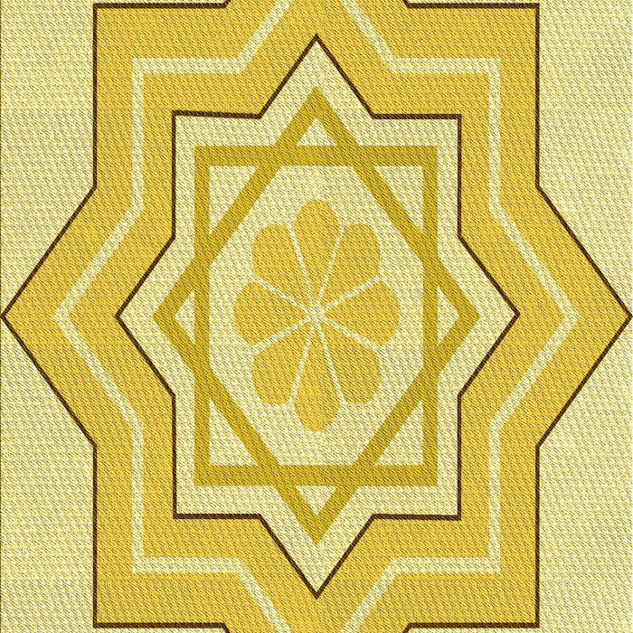 Machine Washable Transitional Yellow Rug, wshpat2038yw