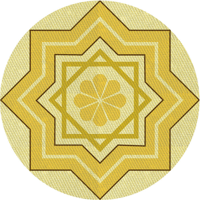Square Machine Washable Transitional Yellow Rug in a Living Room, wshpat2038yw