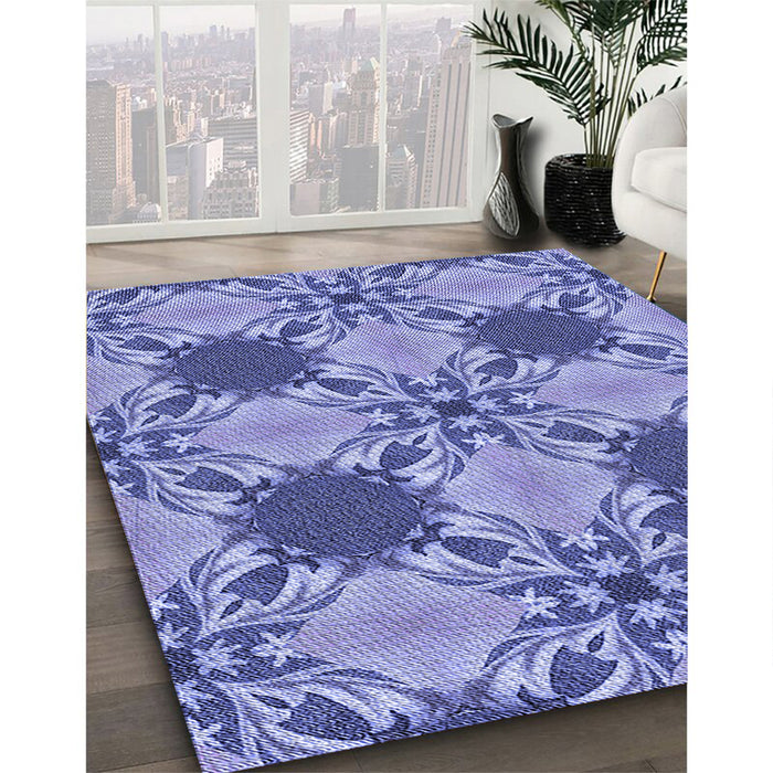 Patterned Jeans Blue Rug in Family Room, pat2039blu