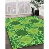 Patterned Emerald Green Rug, pat2039grn