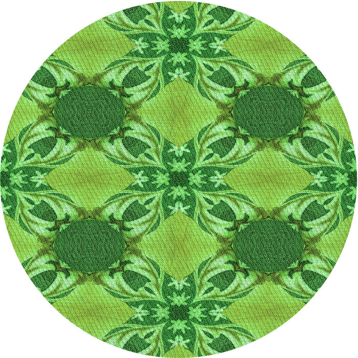 Square Machine Washable Transitional Emerald Green Rug in a Living Room, wshpat2039grn