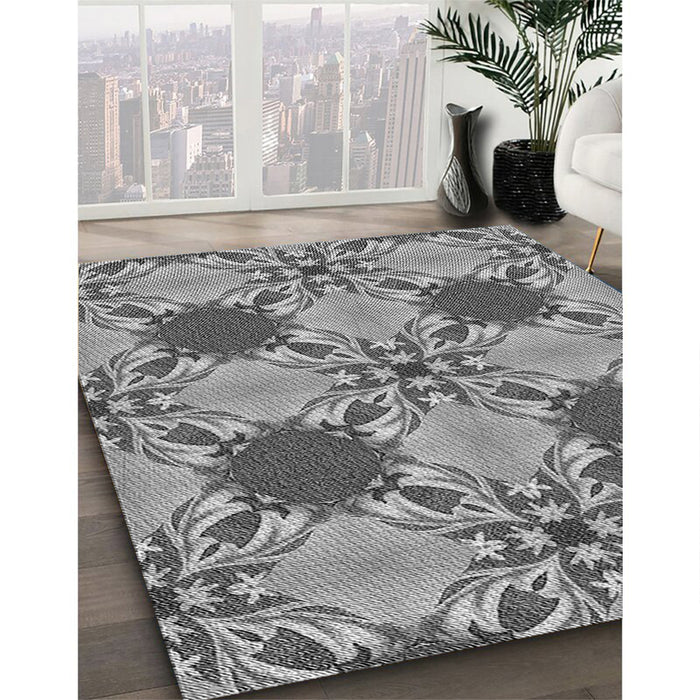 Patterned Cloud Gray Rug in Family Room, pat2039gry