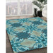 Machine Washable Transitional Medium Turquoise Green Rug in a Family Room, wshpat2039lblu