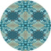 Square Patterned Medium Turquoise Green Rug, pat2039lblu