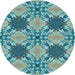 Square Machine Washable Transitional Medium Turquoise Green Rug in a Living Room, wshpat2039lblu