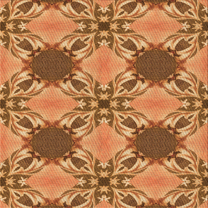 Round Patterned Orange Rug, pat2039org