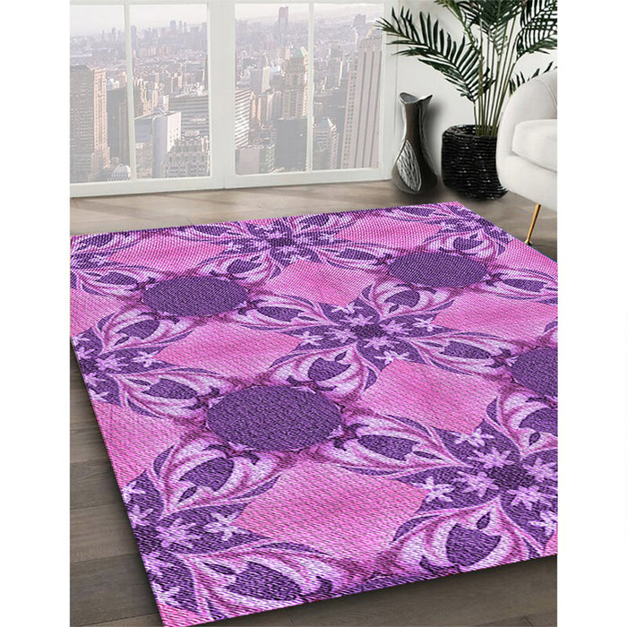 Patterned Violet Purple Rug in Family Room, pat2039pur