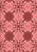 Machine Washable Transitional Red Rug, wshpat2039rd