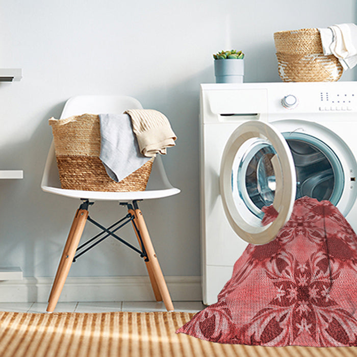 Machine Washable Transitional Red Rug in a Washing Machine, wshpat2039rd