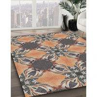 Patterned Reddish Brown Novelty Rug, pat2039