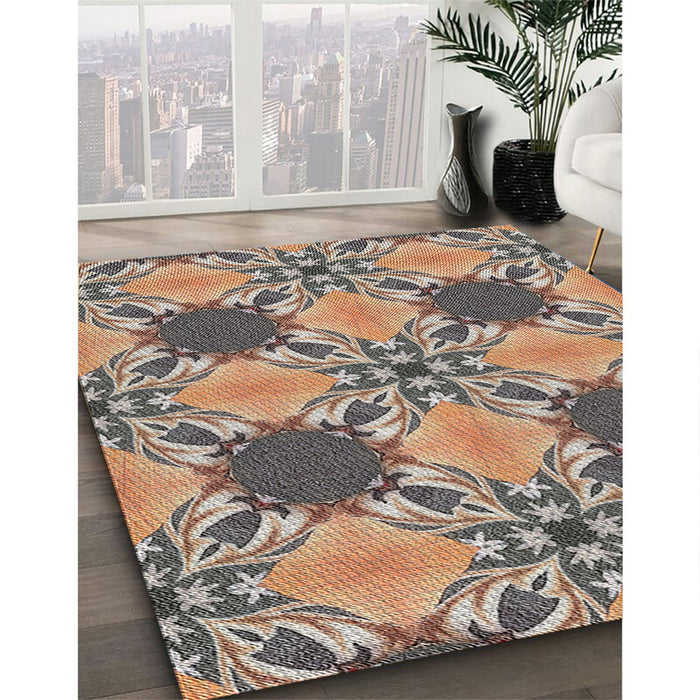 Patterned Reddish Brown Novelty Rug in Family Room, pat2039