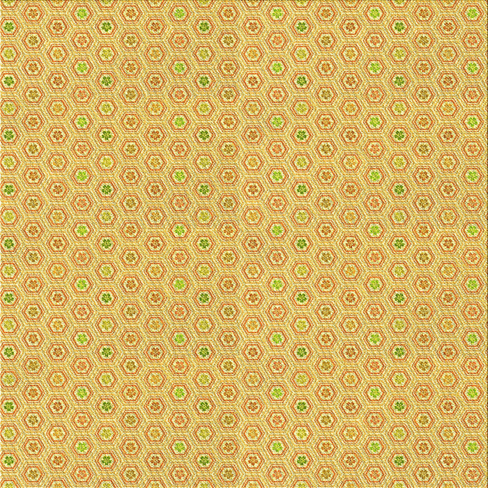 Round Patterned Chrome Gold Yellow Rug, pat204yw