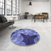 Round Patterned Sky Blue Rug in a Office, pat2040blu