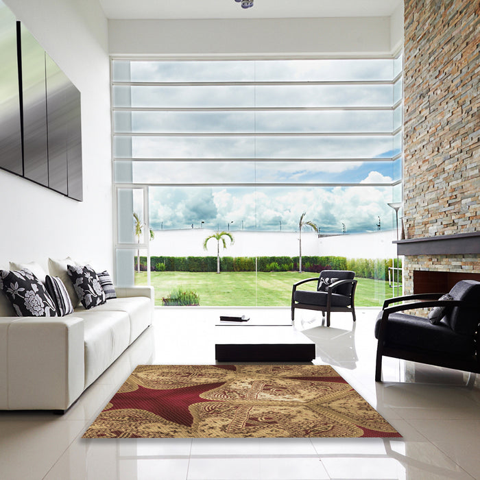 Machine Washable Transitional Golden Gold Rug in a Kitchen, wshpat2040brn