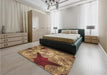 Patterned Golden Gold Rug in a Bedroom, pat2040brn