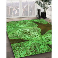 Patterned Neon Green Rug, pat2040grn