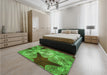 Patterned Neon Green Rug in a Bedroom, pat2040grn