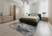 Patterned Dark Gray Rug in a Bedroom, pat2040gry