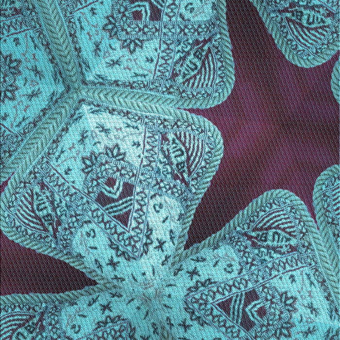 Patterned Bright Turquoise Blue Rug, pat2040lblu