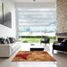 Square Patterned Orange Rug in a Living Room, pat2040org