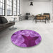 Round Patterned Purple Rug in a Office, pat2040pur